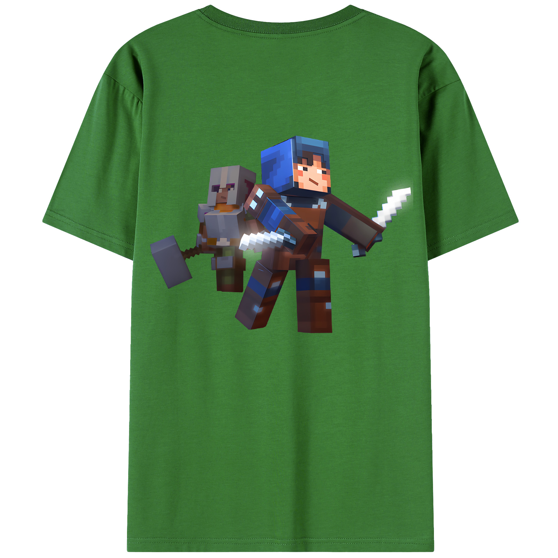 （画像用） マインクラフト ブロックの世界 Minecraft MC Block world レディース半袖Tシャツ(バックプリント)